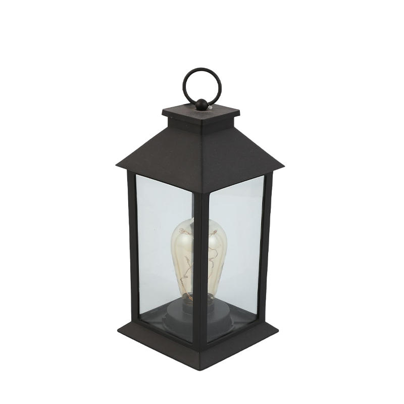 Retro transparent glass wind lamp outdoor wrought iron portable double layer lamp