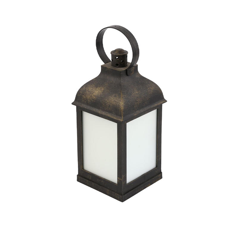 Retro wind lamp outdoor wrought iron portable lamp frosted cover