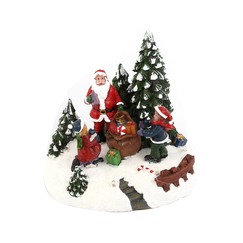 Foreign trade creative resin santa claus snowman elk shiny holiday scene decoration