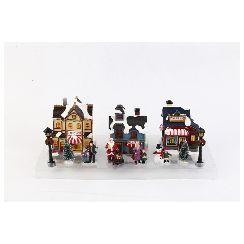 Retro european-style micro-landscape luminous music small house christmas decoration ornaments